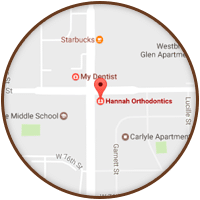 Lenexa Shawnee Map in Hannah Orthodontics at Olathe Emporia Lenexa/Shawnee Louisburg Kansas City